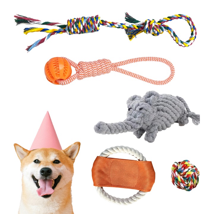 Freemos rágókák kutyáknak, 5 darabos pamutkötél játékcsomag