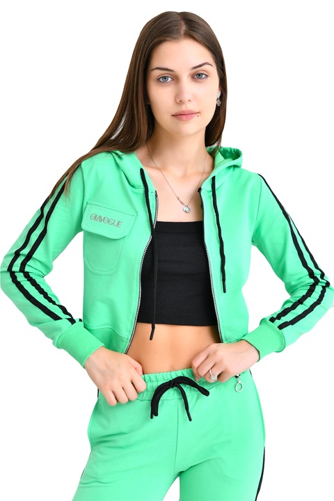 Trening dama, Fits Vogue, pantaloni lungi si bluza cu fermoar, Verde, S