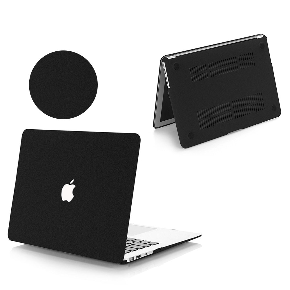 Carcasa Hard Shell pentru MacBook Air 15 (2026/2025/2024/2023) M5/M4/M3/M2 (A3448/A3241/A3114/A2941) – Husa protectie ultra subtire cu efect de nisip fin, Negru