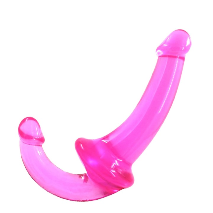 Dildo cu doua capete Dual Dong Jucarie sexuala fara bretele, dildo cu doua capete, silicon cu doua capete Dildo realist G Spot Penis cu doua capete Penetratie dubla Femei Jucarie sexuala lesbiana Dildo adult pentru femei barbati 19.5CM