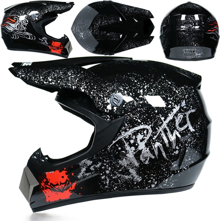 Casca de motocross, Casca de motocicleta pentru tineri, Casca de motocicleta pentru downhill, Casca de motocross pentru barbati cu ochelari de protectie si manusi, (L)