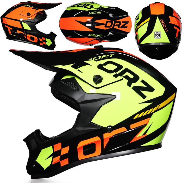 Casca de motocross, Casca de motocicleta pentru tineri, Casca de motocicleta pentru downhill, Casca de motocross pentru barbati cu ochelari de protectie si manusi, (M)