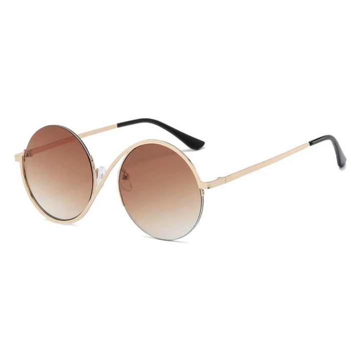 Ochelari Rotunzi de Soare, Stil Boho-Chic, Protectie UV400, Maro