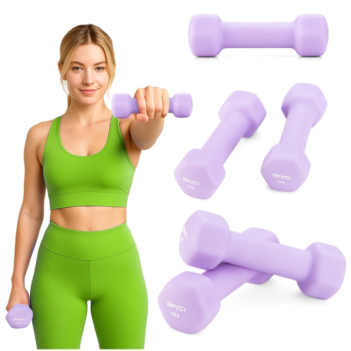 Set gantere neopren Hex Gymtek 2x1kg