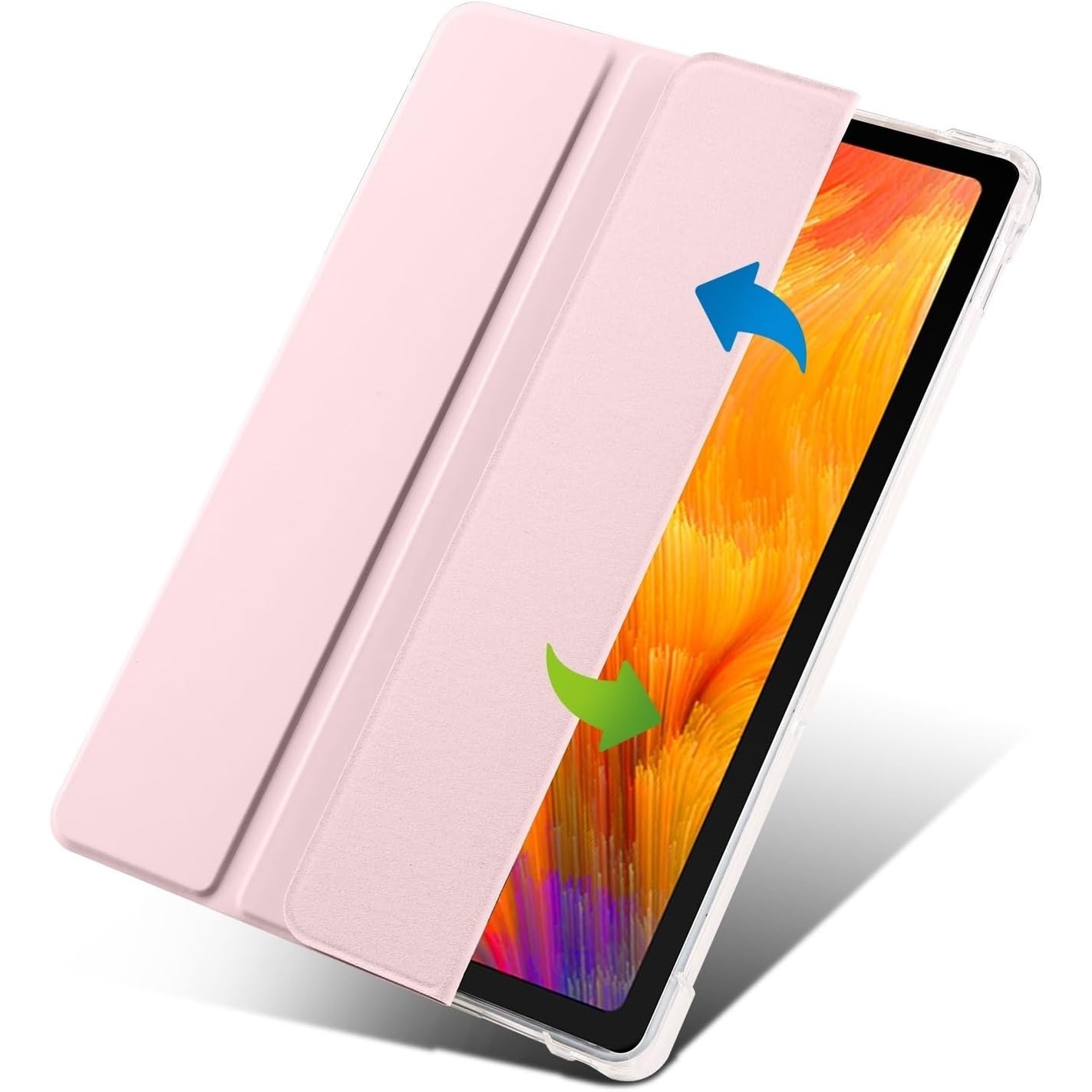 Husa premium pentru Lenovo Tab M10 Plus, 10.6", (3rd gen)(TB-125F/TB-128F), Sigloo, interior de piele sintetica, suport Smart Pen, spatele din policarbonat transparent, rezistent la socuri, Pink