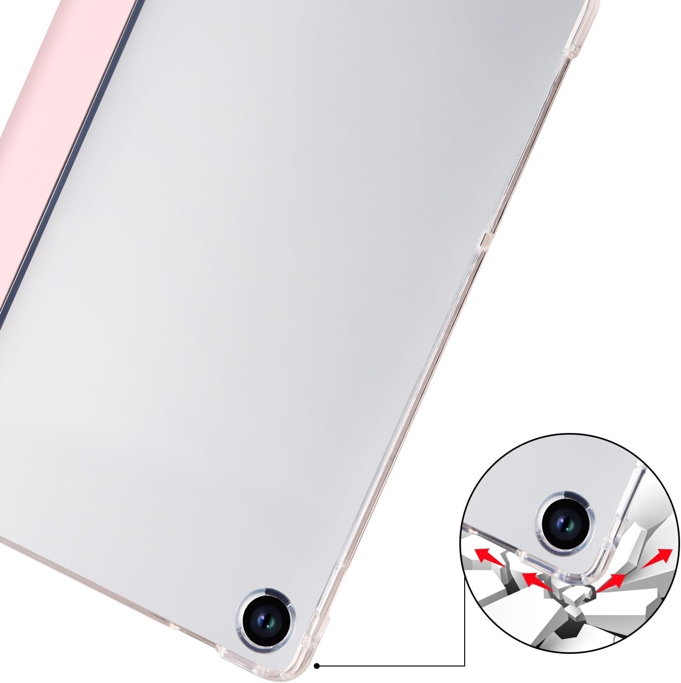 Husa premium pentru Lenovo Tab M10 Plus, 10.6", (3rd gen)(TB-125F/TB-128F), Sigloo, interior de piele sintetica, suport Smart Pen, spatele din policarbonat transparent, rezistent la socuri, Pink