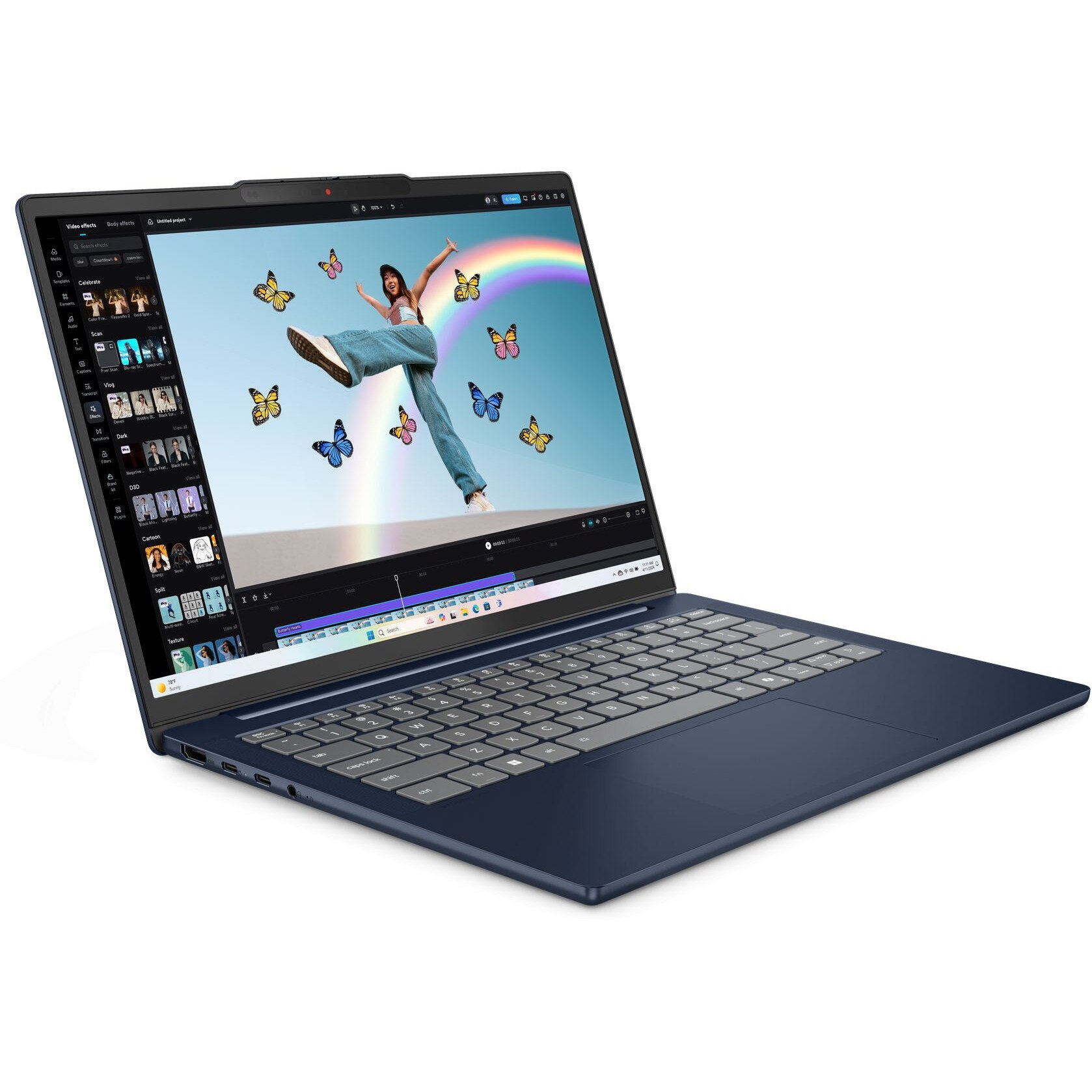 Laptop Lenovo IdeaPad Slim 5 14IRH10, 83HR0015BM, 14", Intel Core i7-13620H (10 nuclee), Grafica Intel Iris Xe, 32GB 5600MHz (2x16GB) DDR5, Albastru