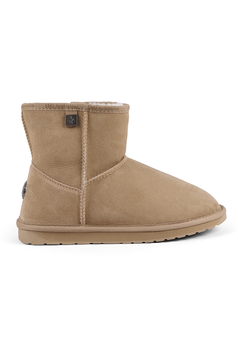 Emu, Ghete slip-on de piele intoarsa cu logo discret, Bej deschis