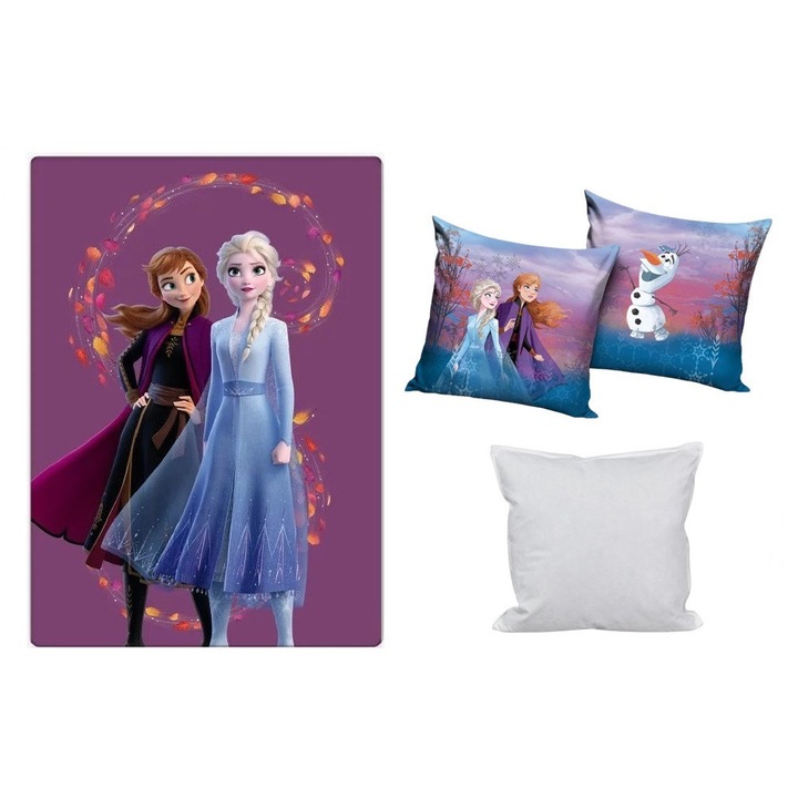 Disney Jégvarázs polár takaró, párnahuzat és párna szett 3 db-os (Autumn Magic)