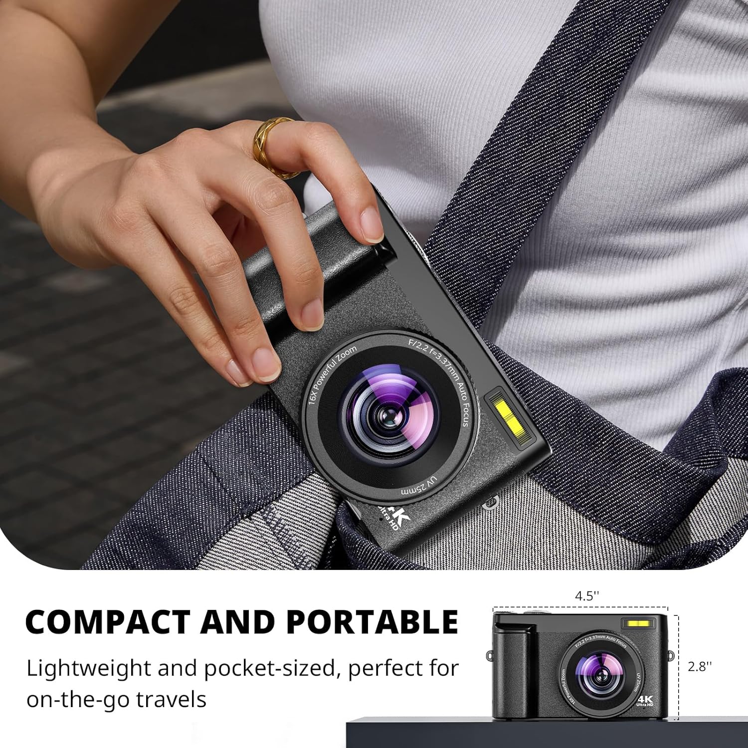 Camera Digitala 4K 48MP Autofocus cu Card SD, Excitat, 2 Baterii