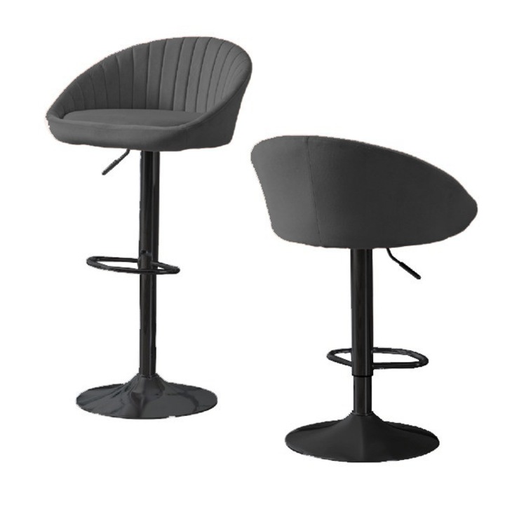 Just Sit Stillo bárszék, szürke, bársony anyagból, állítható magasságú, forgatható