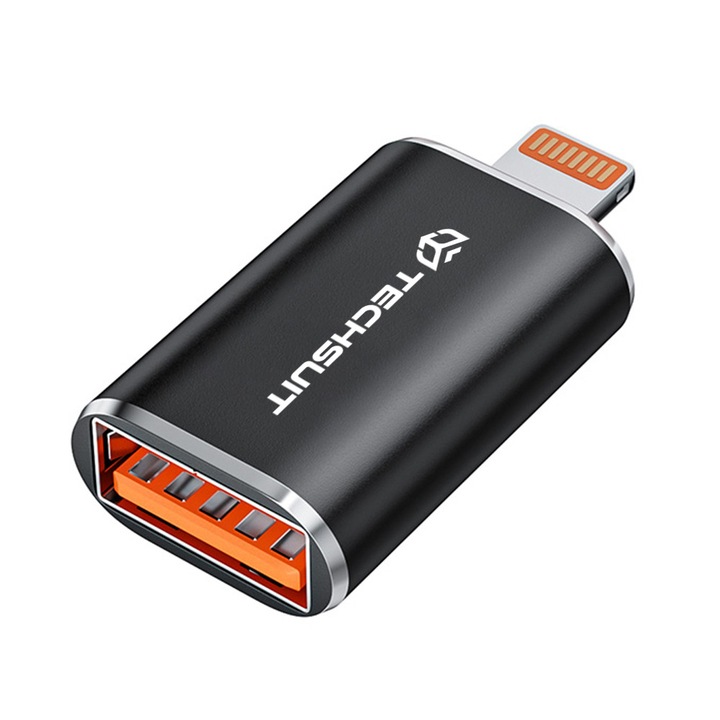 Adaptor USB-A la Lightning 5Gbps Aluminiu - HyperPort (A6) - Black / Orange