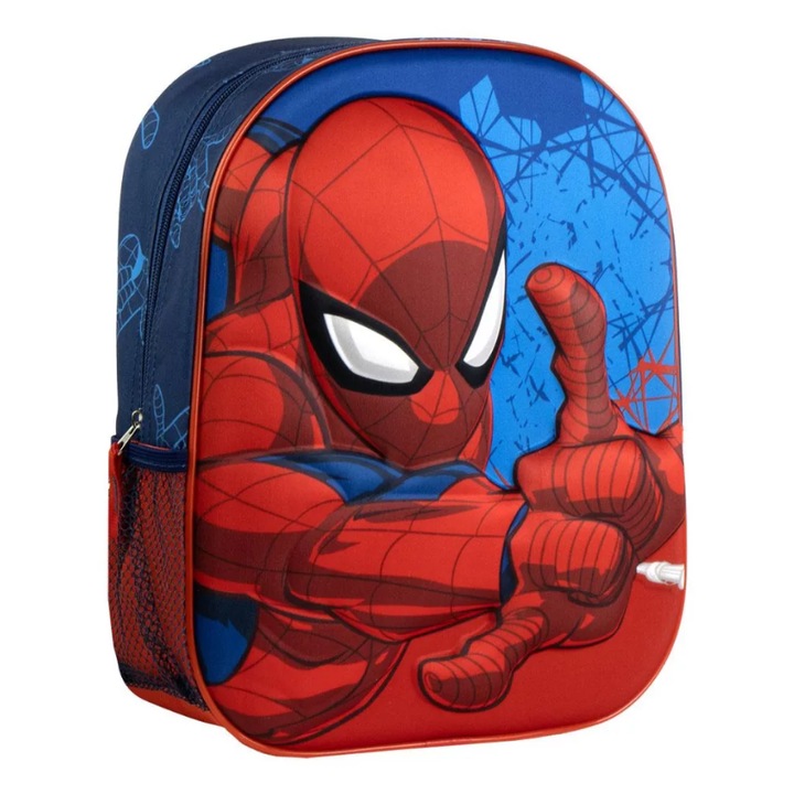 Ghiozdan scoala, model Spiderman - Web Force, design 3D atractiv, compartiment spatios, din poliester si spuma EVA, 31x25x10cm