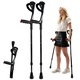 Set 2 Carja ergonomica, Wacorresi, Carja metalica reglabila cu sprijin pe antebrat, stabil, reglabil, fabricat din materiale de inalta calitate, suport pana la 130 kg, pliere cu o singura tasta, reglabil pe inaltime, Negru