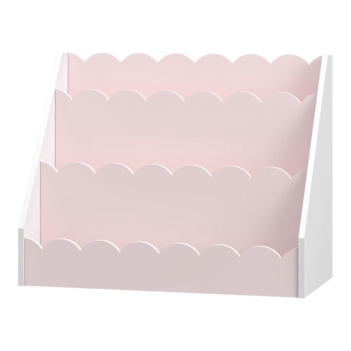 Raft copii, en.casa, Vestnes, 48 x 61 x 29, 5 cm, mdf, roz, alb, de sine statator cu 3 spatii depozitare