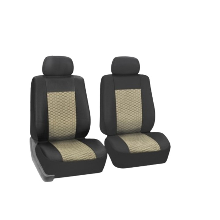 Huse de scaun, Tapiterie pentru model de autobuz universal, culoare bej, 2 bucati