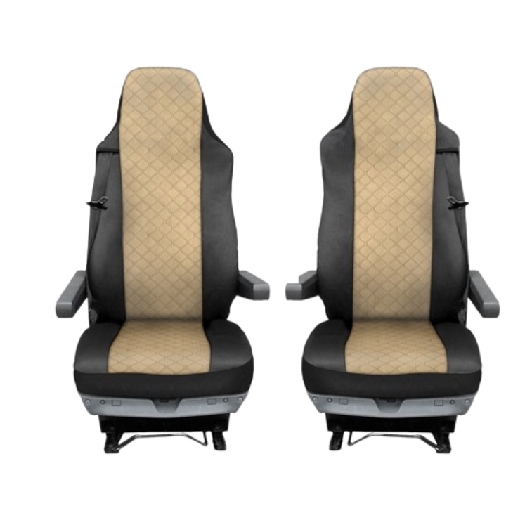 Huse scaune, Tapiterie pentru camion model Man TGX 6 2015-2021, Culoare bej, 2 bucati