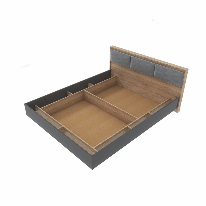 Легло Еверест 1600 Сити 160х200 см, Дъб Сонома, Графит, 169x229x82 см