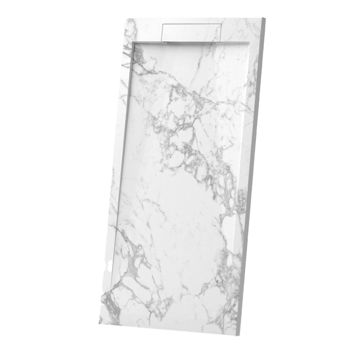 Cadita de dus, Alb, finisaj Carrara Arabescato, compozit, inaltime 2.5 cm, dimensiuni 140x80 cm, decupabila, Antonio