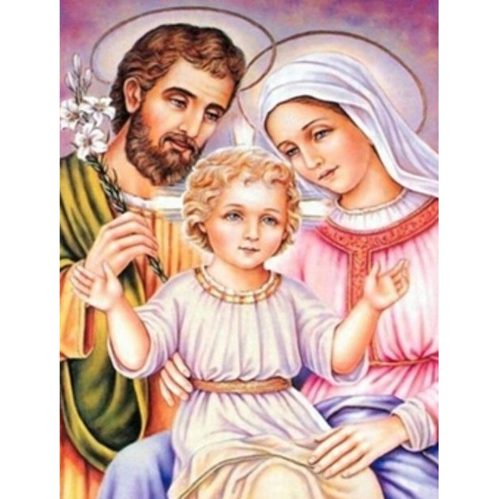 Set diamentat Norimpex, Mozaic Iisus si Sfanta Familie, 40x30 cm