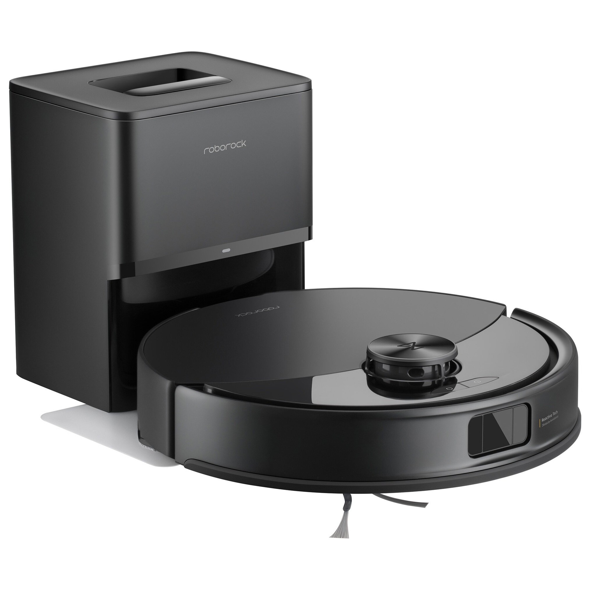 Robot de curatare, Roborock Q10 VF+, negru, 35.3x35.3x9.9cm, cu functie de mopare, statie de incarcare si golire automata