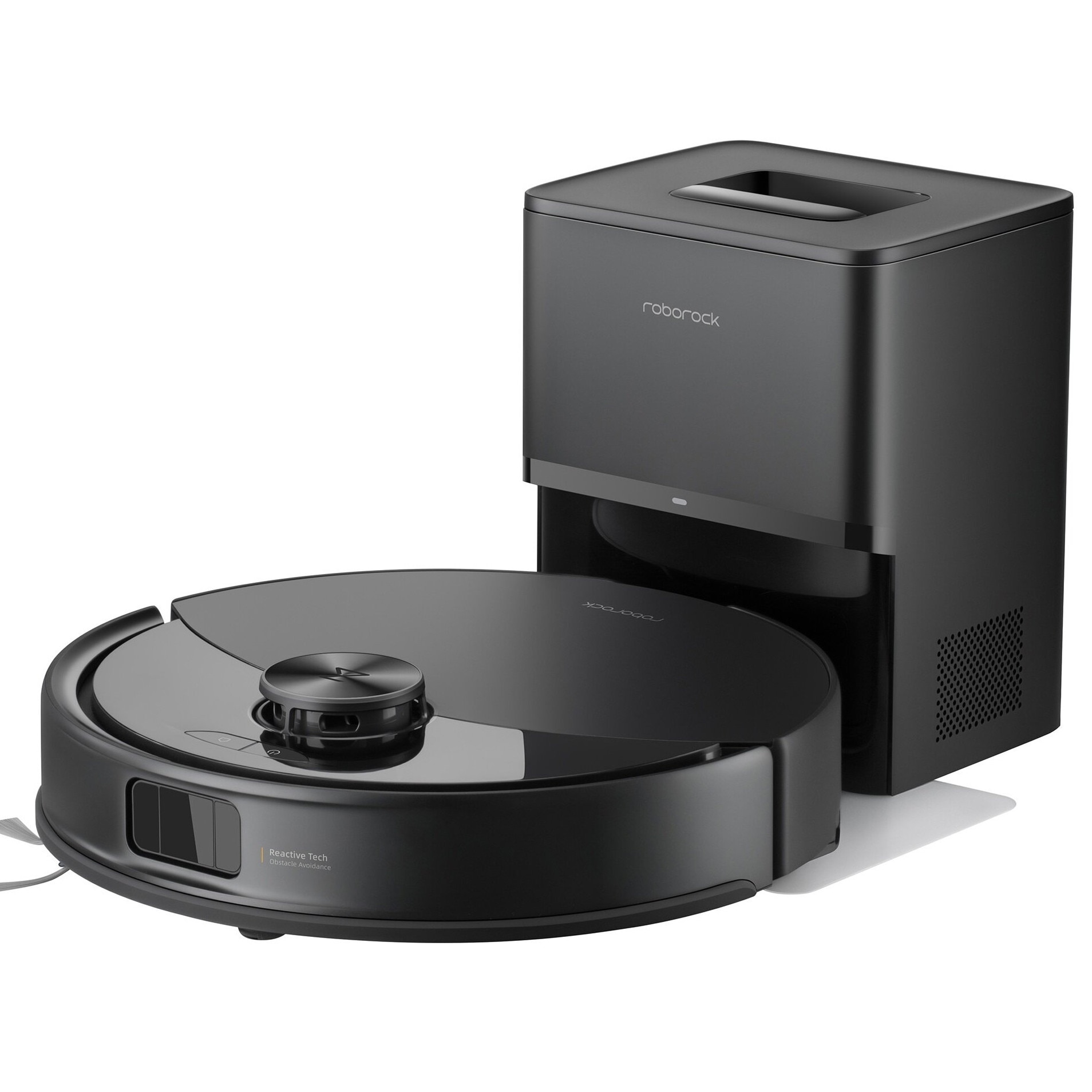 Robot de curatare, Roborock Q10 VF+, negru, 35.3x35.3x9.9cm, cu functie de mopare, statie de incarcare si golire automata