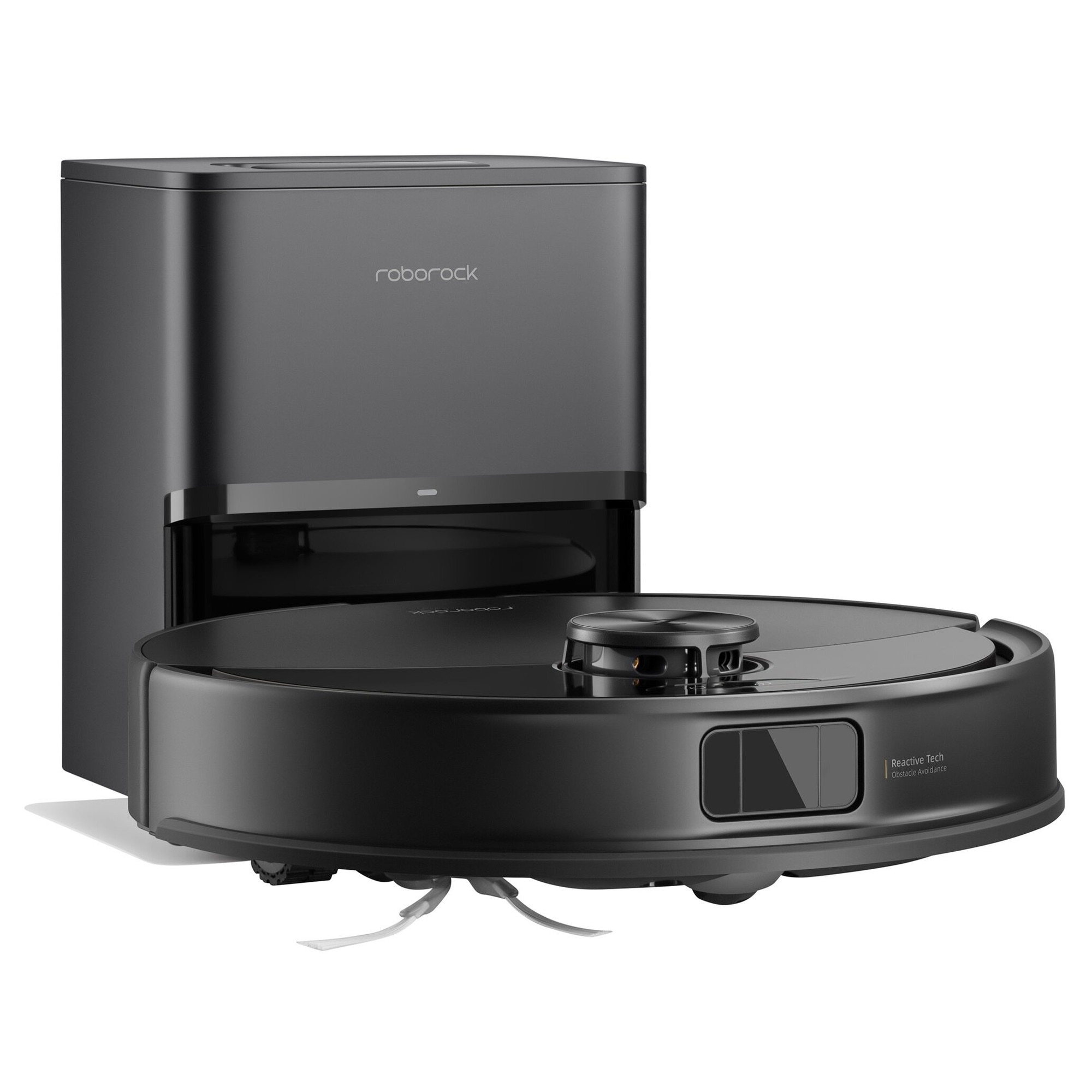 Robot de curatare, Roborock Q10 VF+, negru, 35.3x35.3x9.9cm, cu functie de mopare, statie de incarcare si golire automata