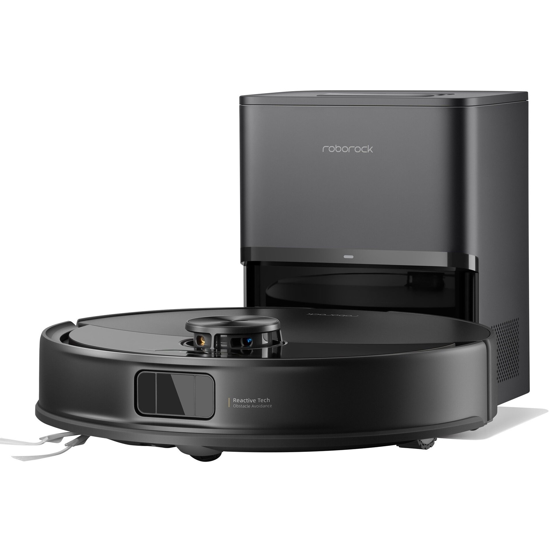 Robot de curatare, Roborock Q10 VF+, negru, 35.3x35.3x9.9cm, cu functie de mopare, statie de incarcare si golire automata