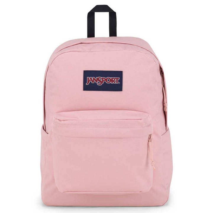 Rucsac laptop JanSport, SuperBreak Plus, roz, compartiment 15", buzunar lateral pentru sticla de apa