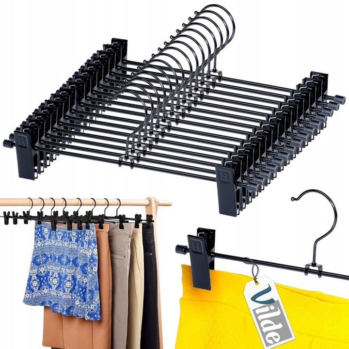 Set 15 Umerase Pentru Pantaloni, Vilde, 31x12 cm, Metalice, Culoare Neagra, Clipsuri Reglabile, Potrivite Pentru Diferite Tipuri De Imbracaminte, Calitate Inalta A Materialelor, Negru