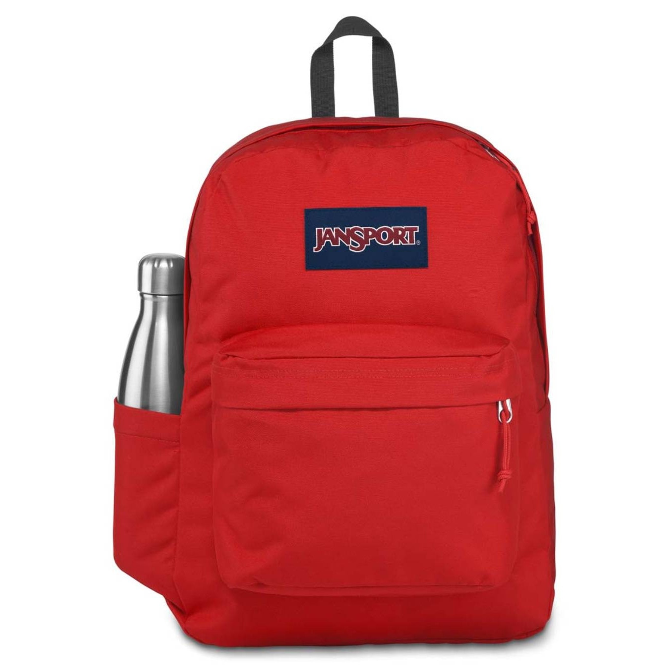 Rucsac laptop JanSport, SuperBreak Plus, rosu, compartiment 15", buzunar lateral pentru sticla de apa