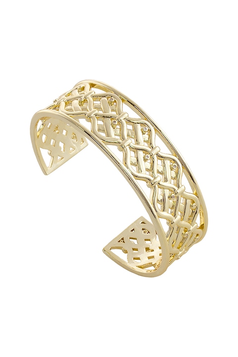 Loisir, Bratara placata cu aur de 18K si decorata cu zirconia, Auriu