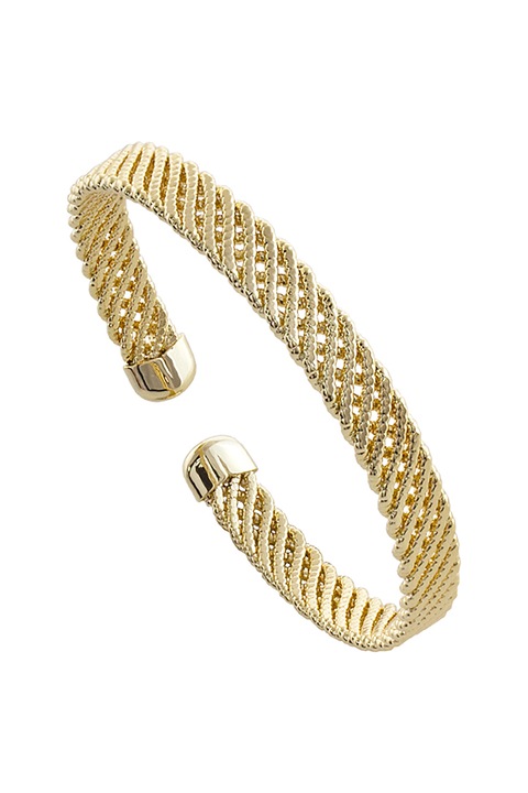 Loisir, Bratara placata cu aur de 18K si aspect tesut, Auriu