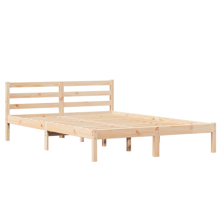 vidaXL Ágykeret Fejtámlával 140x220 cm Tömör Fenyőfa 869780