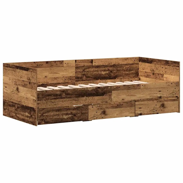 Nappaliágy fejtámlával fiókkal Öreg fa 90 x 190 cm Faanyag, vidaXL, 3333996