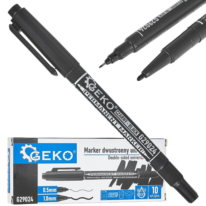 10 darabos permanens filctollkészlet 2 fejjel, Geko G29024