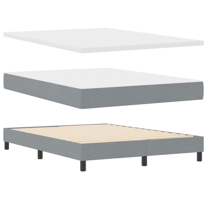 vidaXL Boxspring ágy állítható fejtámlával, világosszürkében, 140 x 200 cm 3341041