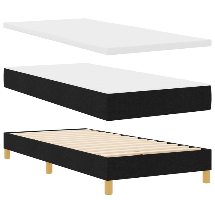 vidaXL Fekete Szövet Boxspring Ágy Matrac 100x200 cm 3340201