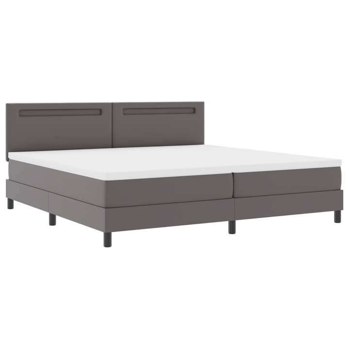 vidaXL Boxspring Ágy Matraccal Szürkében, 200x200 cm, Műbőr. 3339066