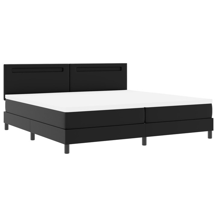 vidaXL fekete boxspring ágy matraccal, 200 x 200 cm, műbőr 3339064