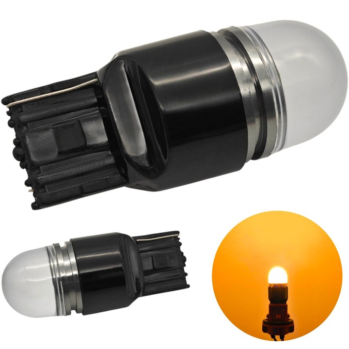 Комплект LED крушки, motoLEDy, светодиодна крушка W21W, 7440, 12V, CANBUS 900lm оранжева, 2 бр