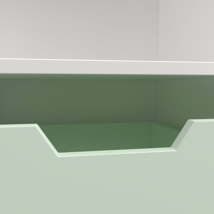 Banca cu raft pentru copii, en.casa, Vipsali, 100 x 98,5 x 30 cm, mdf, pal, verde menta, alb