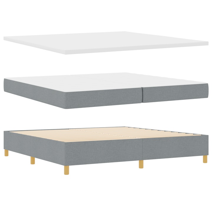 vidaXL Boxspring Ágy Matracokkal és Pad Light Grey 200x200 cm Szövet 3344247