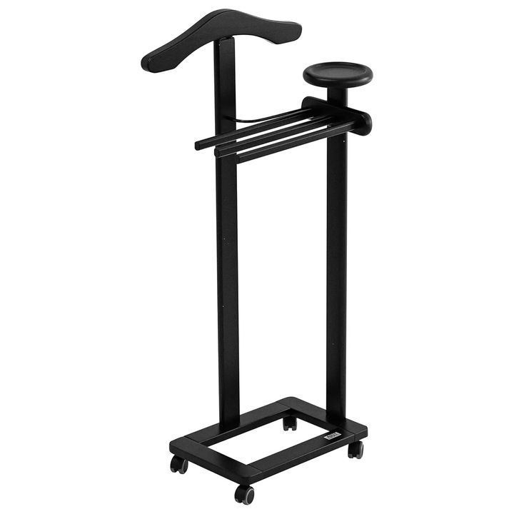 Стойка за дрехи и аксесоари Arredamenti Italia, Antimo, 103x50 см, рамка за панталони, конструкция от букова дървесина, идеална за дрехи и обувки, ефективно съхранение, практичен и елегантен дизайн, черна