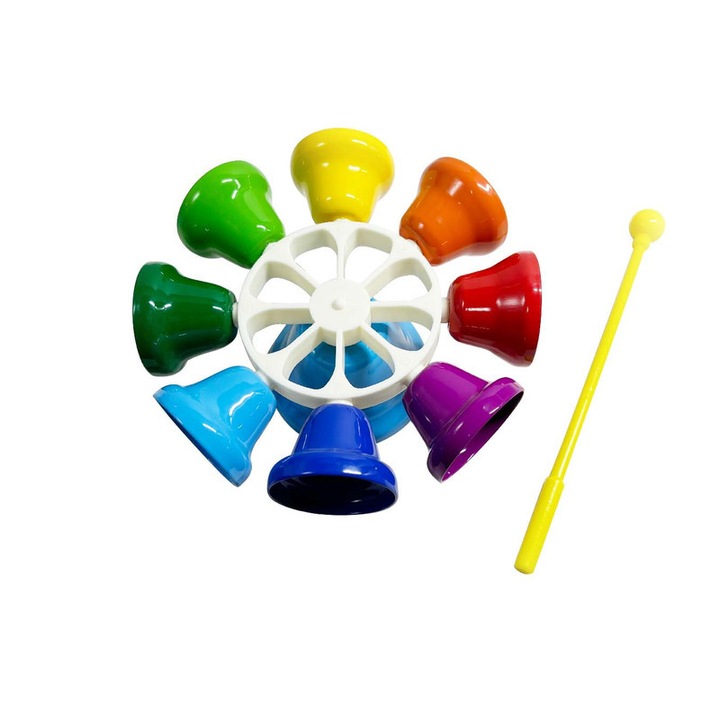 Set 8 clopotei pentru copii, sunete clare, pentru invatare, multicolor