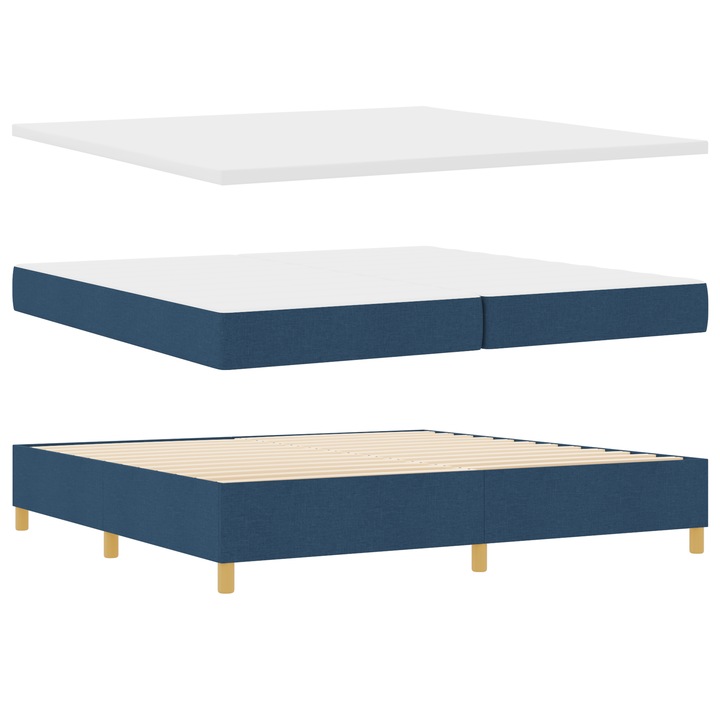 vidaXL Boxspring Ágy Matrac Kék - 200x200 cm, Szövet 3340843