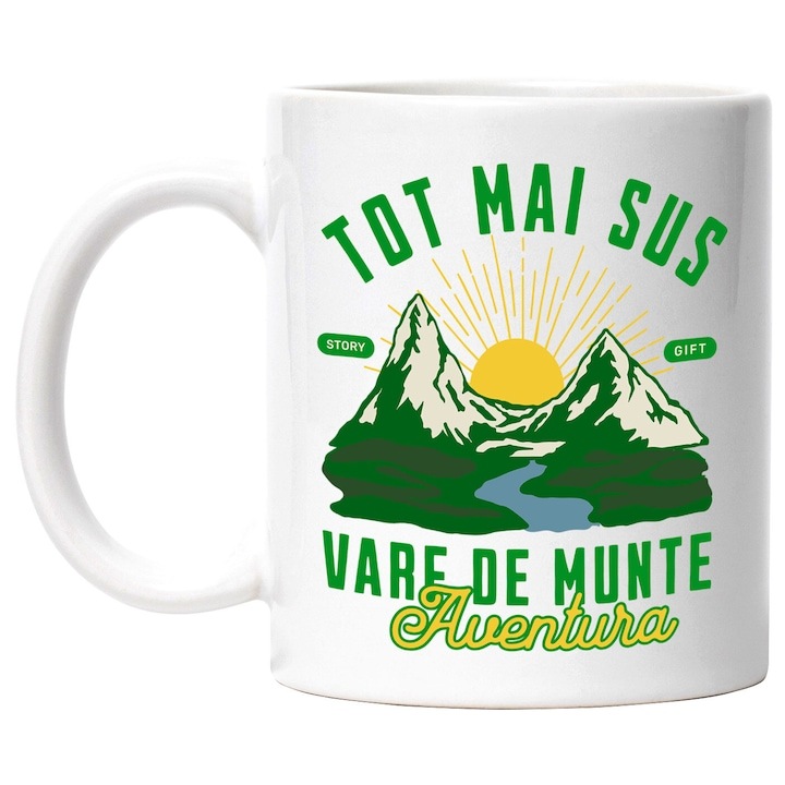 Cana alba personalizata, Stanca Inalta Muntoasa Tot Mai Sus Vale De Munte Aventura, Natura, INOVATIX®. 330ml