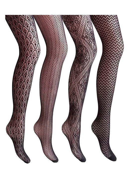 Set 4 perechi dresuri dama, TREXORA, Nylon, Negru, Marime unica