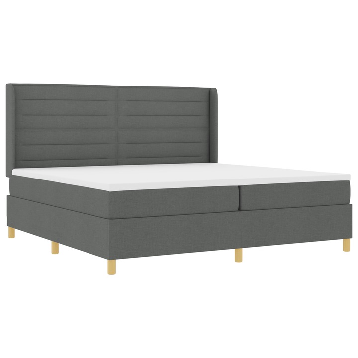 vidaXL Boxspring Ágy Matrac Bőrhatás Szürke 200x200 cm 3341792