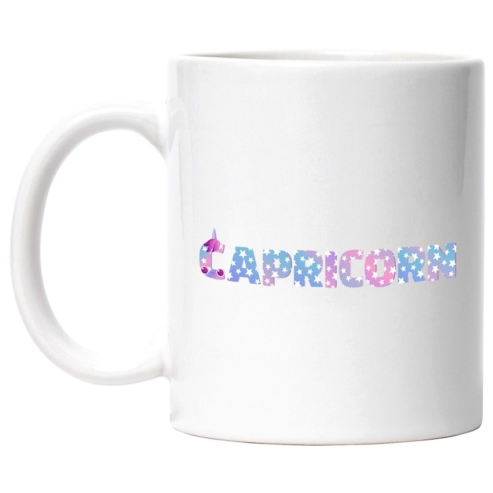 Személyre szabott fehér bögre, Bak, Unikornis, Hercegnő, Mese, Aranyos névvel, INOVATIX®. 330ml